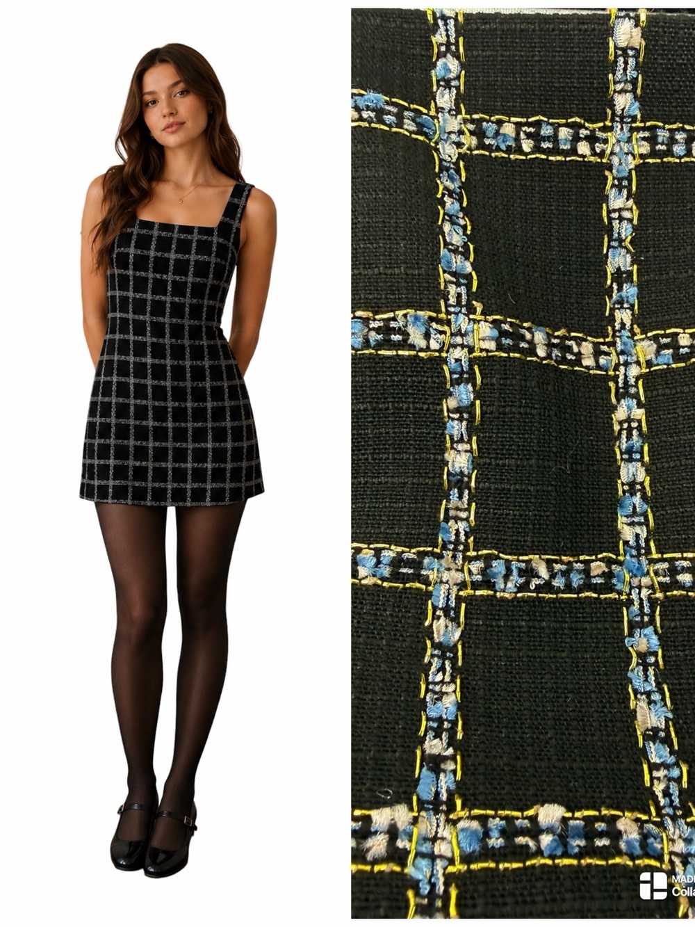 Jason Wu Tweed Mini Dress Size Small Black Metallic Multi Dark Academia